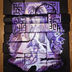 Hand Painted Labyrinth David Bowie Wooden Blocks Building Set 13 Pieces